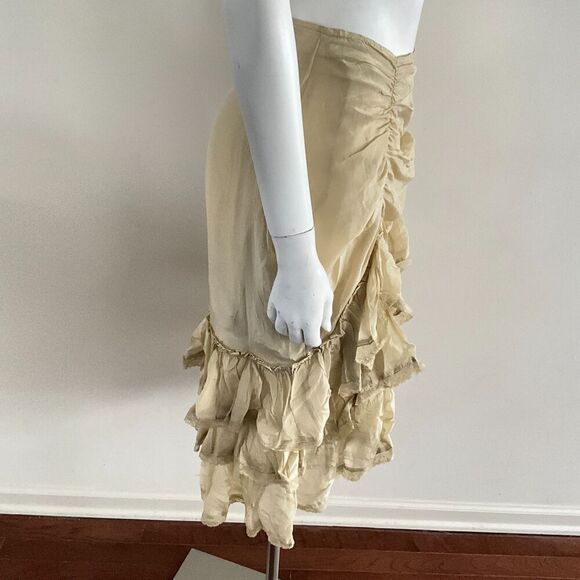 New Free People Calliope Pririe Ruffle Skirt Tan Midi S - Picture 8 of 11